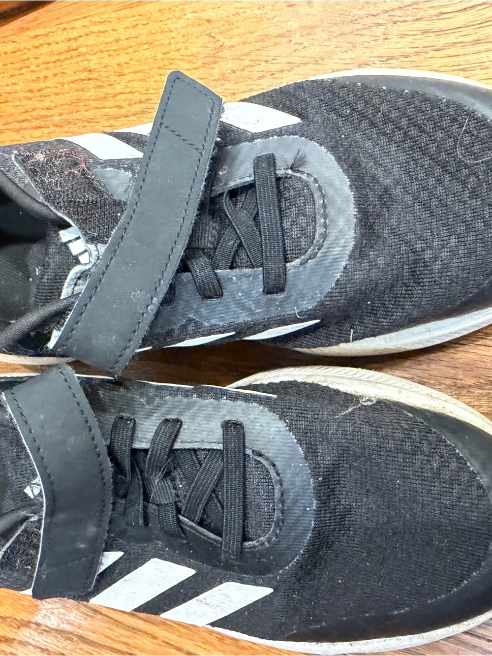 adidas Kids Black and White Velcro Strap Sneakers